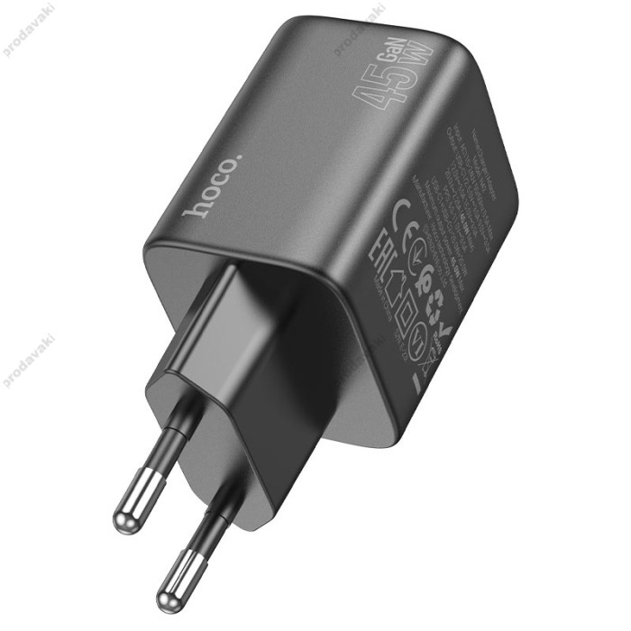 Мережевий зарядний пристрій Hoco N42 Elogiado dual-port charger 45W Black