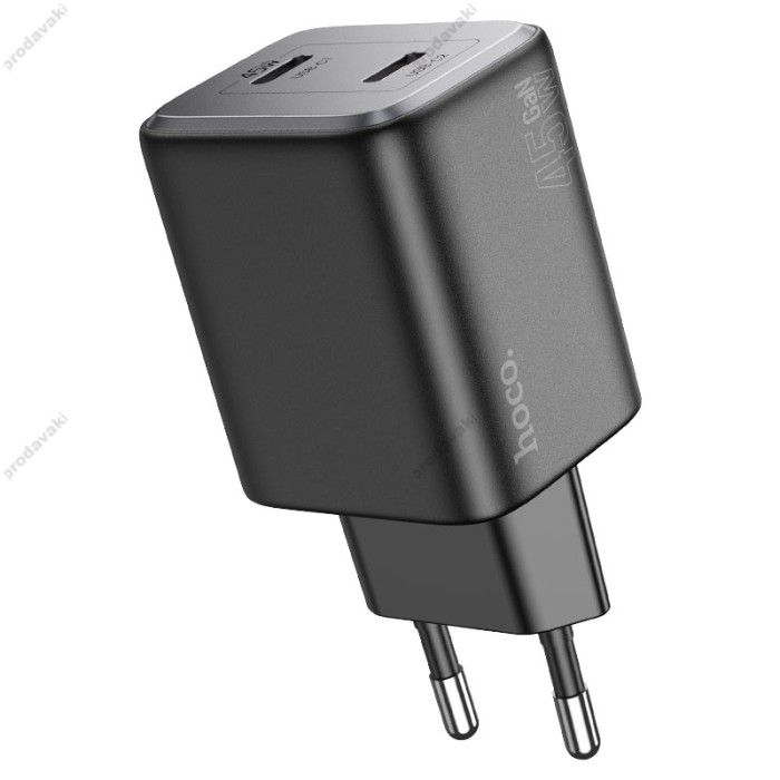 Мережевий зарядний пристрій Hoco N42 Elogiado dual-port charger 45W Black