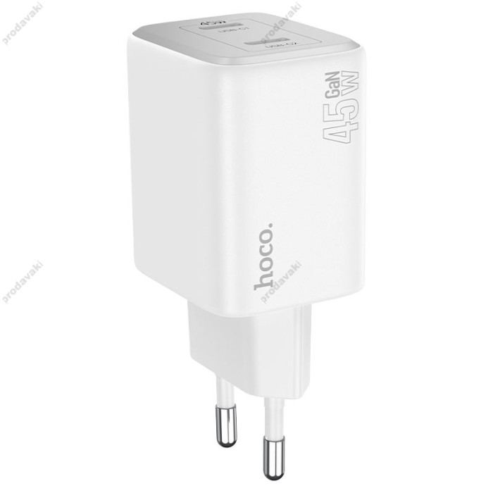 Мережевий зарядний пристрій Hoco N42 Elogiado dual-port charger 45W White