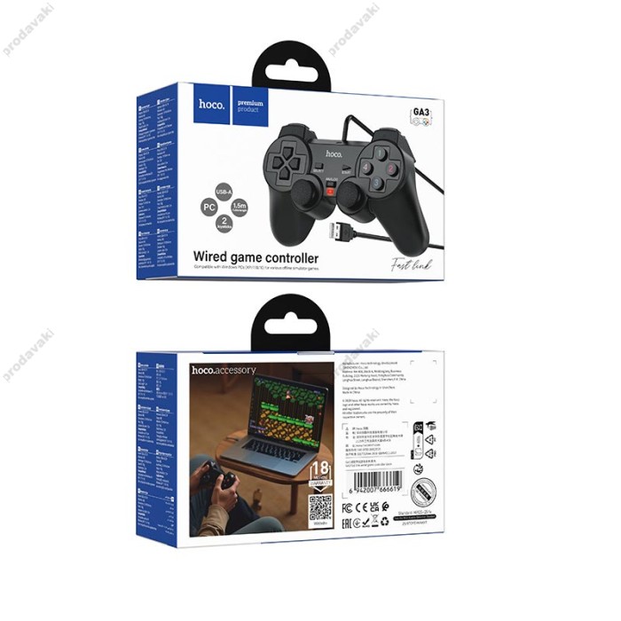 Джойстик ігровий контролер HOCO GA3 Fast link wired game controller Black
