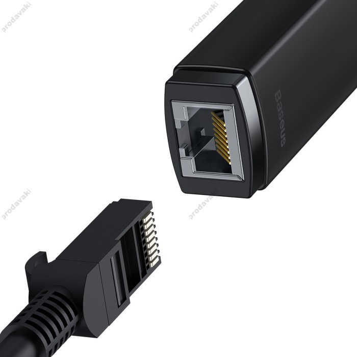 Мережевий адаптер Baseus Lite Series Ethernet Adapter USB to RJ45 1000 Mbps 0.225m Black WKQX000101