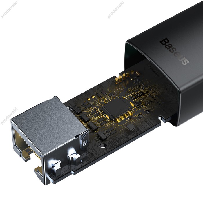 Мережевий адаптер Baseus Lite Series Ethernet Adapter USB to RJ45 1000 Mbps 0.225m Black WKQX000101