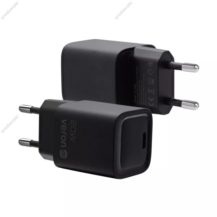 Мережевий зарядний пристрій Veron TC-099 Lightning cable 20W Black