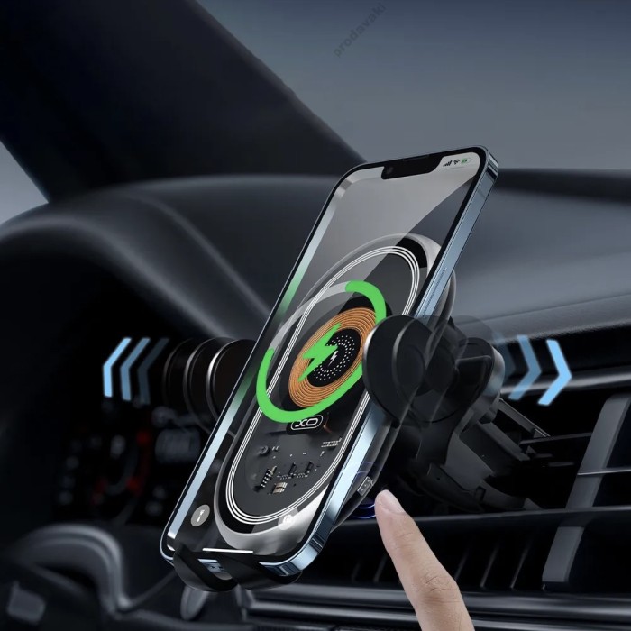Автомобільний тримач із бездротовою зарядкою XO WX038 Car wireless charging holder 15W Black