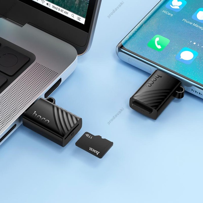 Кардрідер перехідник HOCO HB53 Type-C to TF 2.0 mini card reader Black