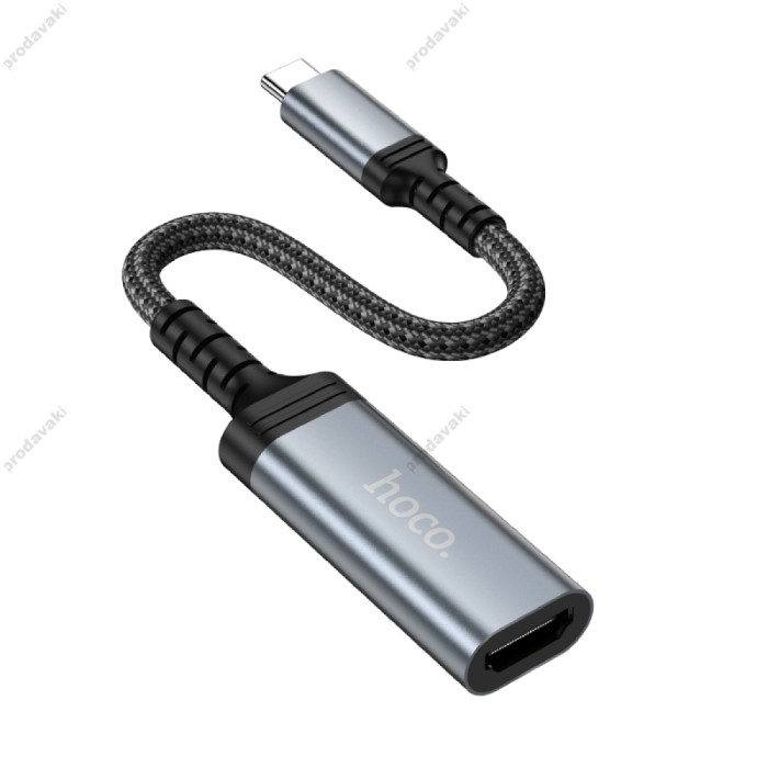 Кабель HOCO UA43 HD screen mirroring cable Type-C to HDTV (HDMI) 4K 0.2m Metal-grey