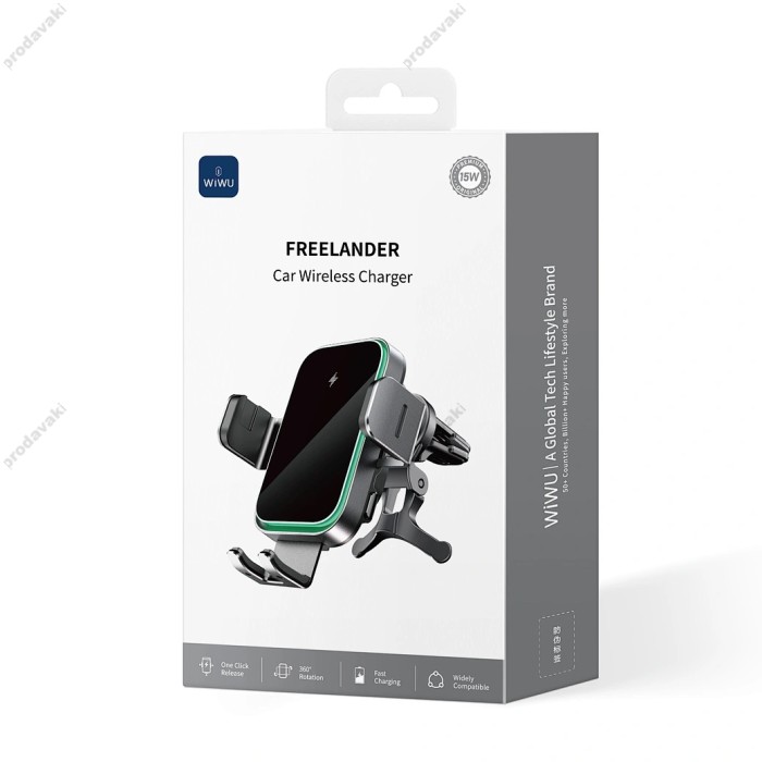 Автомобільний тримач із бездротовою зарядкою Wiwu CH-313 Freelander Car Wireless Charger 15W Black