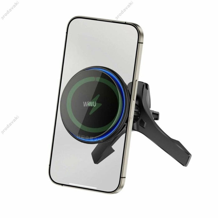Автомобільний тримач із бездротовою зарядкою WiWU CH317 360 degree rotation magnetic Black