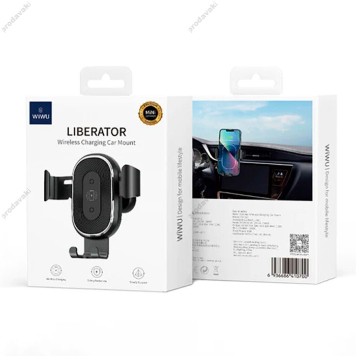 Автомобільний тримач із бездротовою зарядкою Wiwu CH310 Liberator Wireless Charging 15W Black