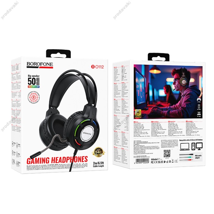 Дротові навушники BOROFONE BO112 Wave gaming headphones with mic Black