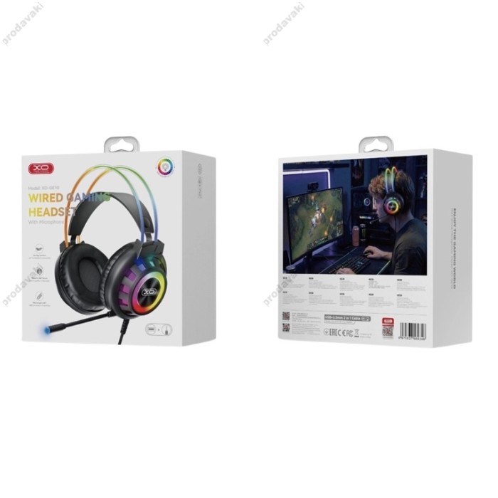 Дротові навушники XO GE10 Colorful RGB Gaming Headset with Microphone Black