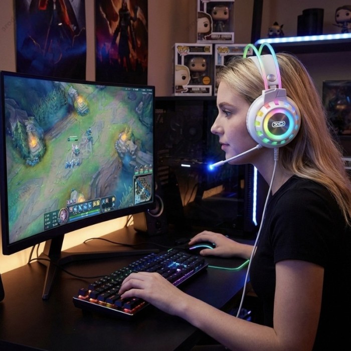 Дротові навушники XO GE10 Colorful RGB Gaming Headset with Microphone White