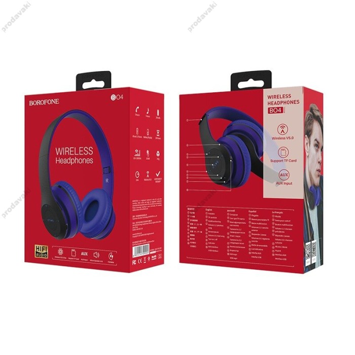 Бездротові Bluetooth навушники BOROFONE BO4 Charming rhyme wireless with mic Blue