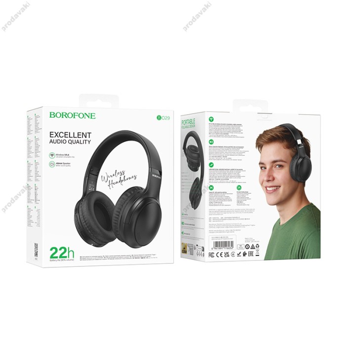 Бездротові Bluetooth навушники BOROFONE BO29 Fascinador headphones BT 5.4 Black