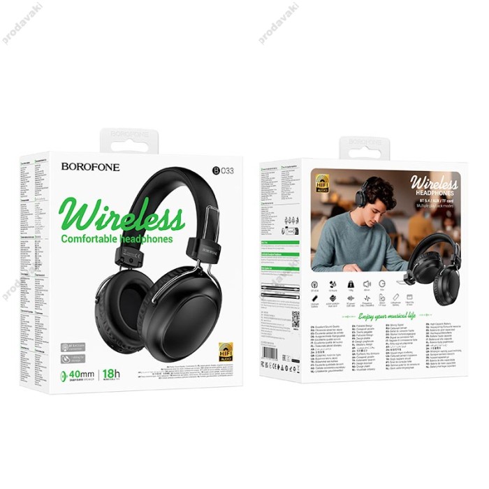 Бездротові Bluetooth навушники BOROFONE BO33 Melody headphones BT 5.4 Black