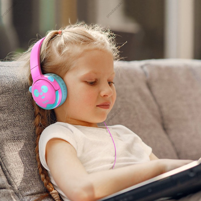 Дротові навушники HOCO W31 Children headphones Panda Rose-Red