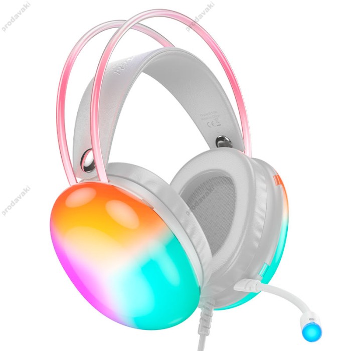 Дротові навушники HOCO W109 Rich gaming headphones RGB AUX+USB White