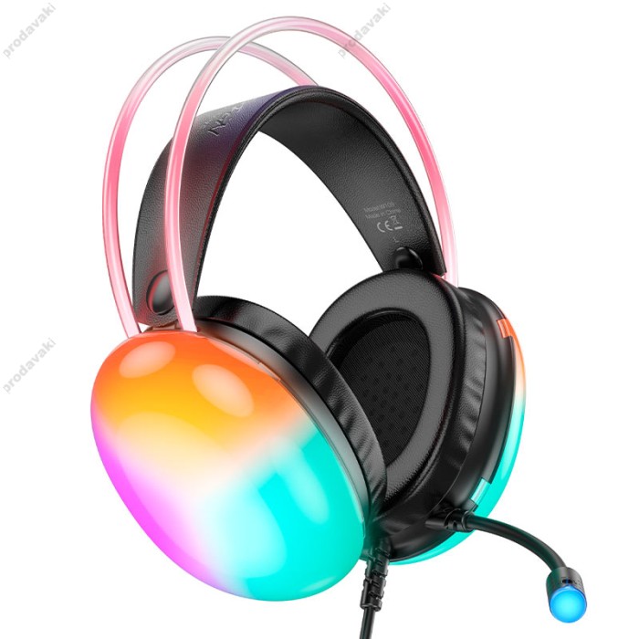 Дротові навушники HOCO W109 Rich gaming headphones RGB AUX+USB Black