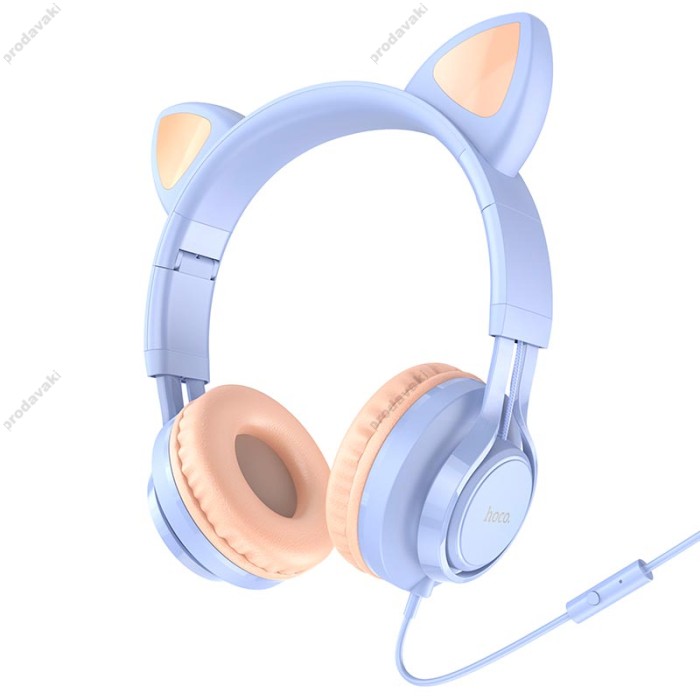 Дротові навушники Hoco W36 Cat ear headphones with mic Dream Blue