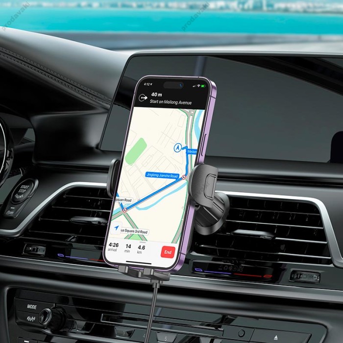 Автомобільний тримач із бездротовою зарядкою BOROFONE BH204 Blue Charm wireless (air outlet) 15W Black