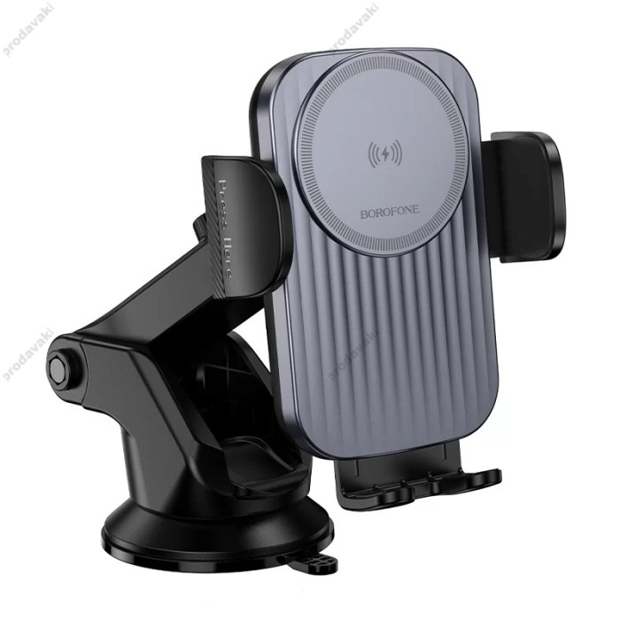 Автомобільний тримач із бездротовою зарядкою BOROFONE BH222 Leading push-type wireless (center console) Black