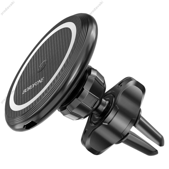 Автомобільний тримач із бездротовою зарядкою BOROFONE BH45 Mobile magnetic wireless charging Black