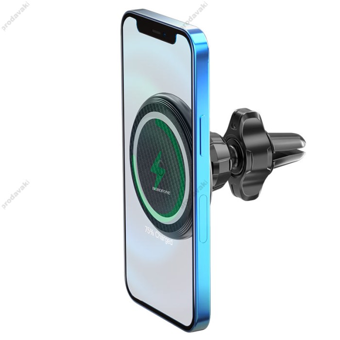 Автомобільний тримач із бездротовою зарядкою BOROFONE BH45 Mobile magnetic wireless charging Black