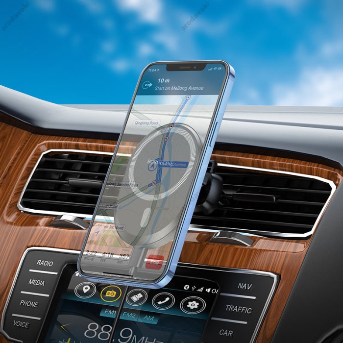 Автомобільний тримач із бездротовою зарядкою BOROFONE BH201 magnetic wireless fast charging 15W Black