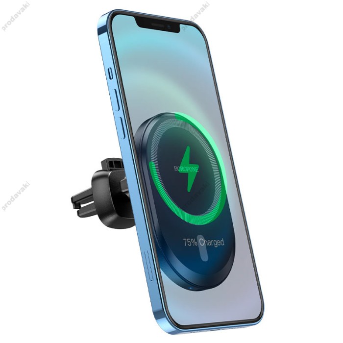 Автомобільний тримач із бездротовою зарядкою BOROFONE BH201 magnetic wireless fast charging 15W Black