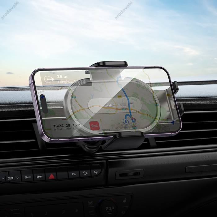Автомобільний тримач BOROFONE BH133 Rio push-type car holder (air outlet) Black