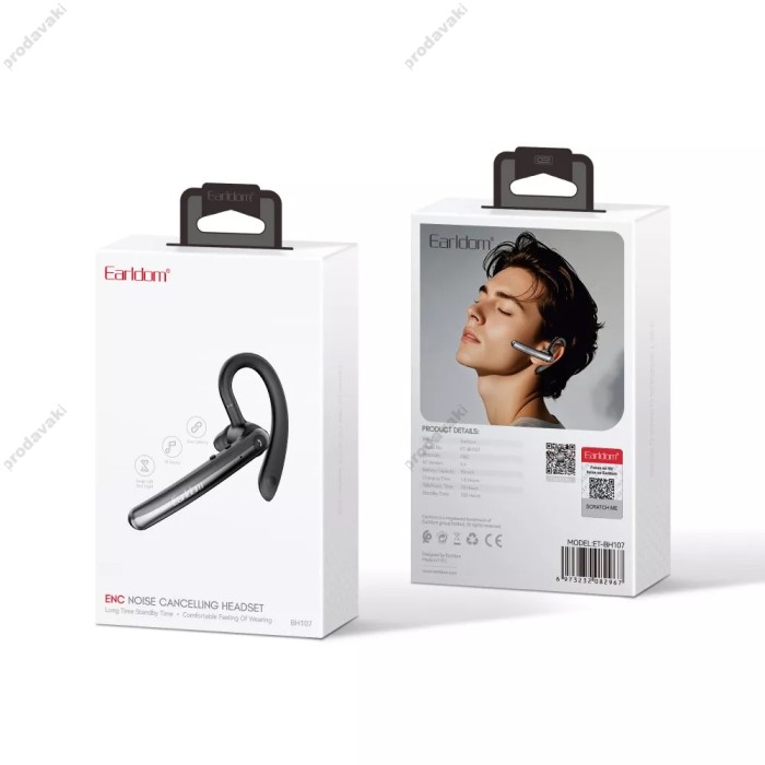Бездротова Bluetooth гарнітура Earldom ET-BH107 headset BT 5.4 Black