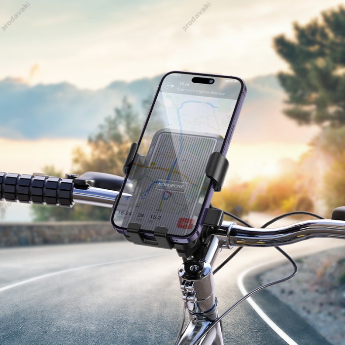 Тримач телефону для велосипеда/мотоцикла BOROFONE BH137 Knight motorcycle bicycle universal holder Black