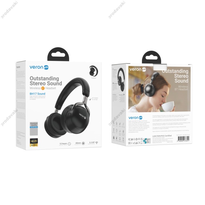 Бездротові Bluetooth навушники Veron BH17 Sound BT 5.3 Black