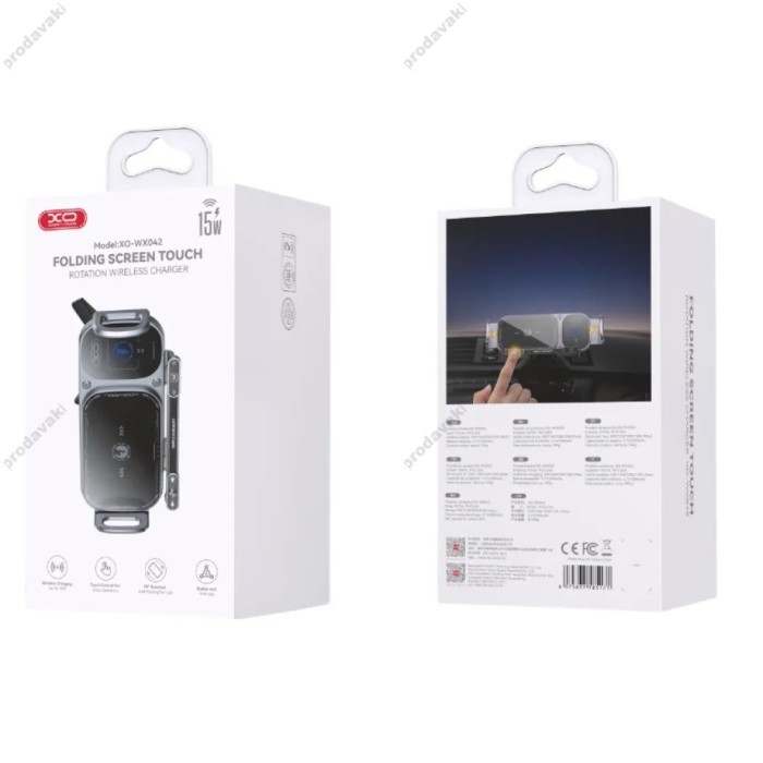 Автомобільний тримач із бездротовою зарядкою XO WX042 Magnetic Car Air Vent Wireless Charger 15W Black