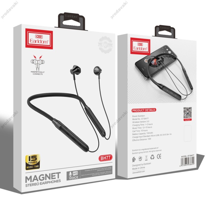 Бездротові Bluetooth навушники Earldom ET-BH77 BT 5.0 Black