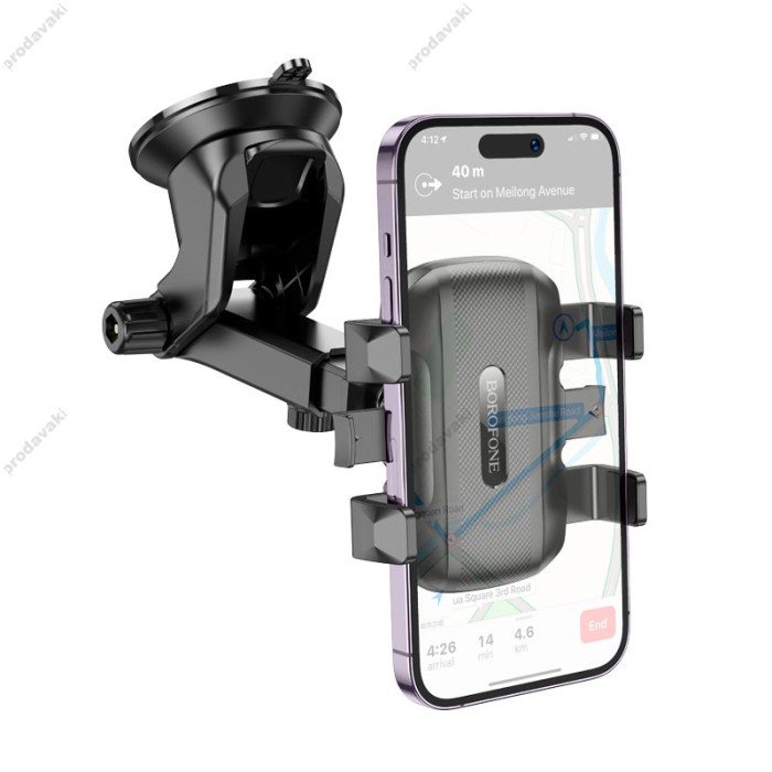 Автомобільний тримач BOROFONE BH99 Wind automatic clamping car holder (center console) Black