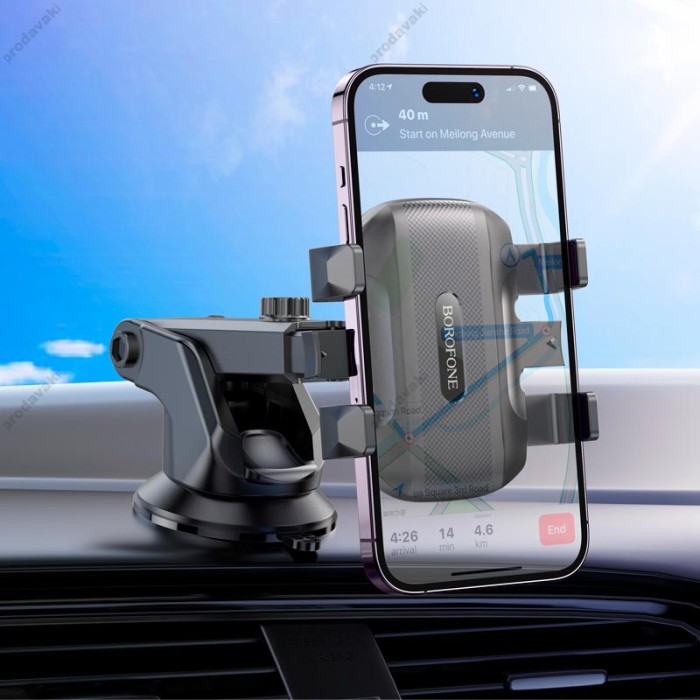 Автомобільний тримач BOROFONE BH99 Wind automatic clamping car holder (center console) Black