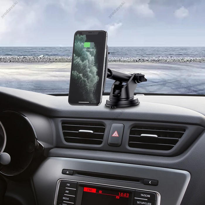 Автомобільний тримач із бездротовою зарядкою BOROFONE BH35 Magnetic wireless charging car holder 15W Black