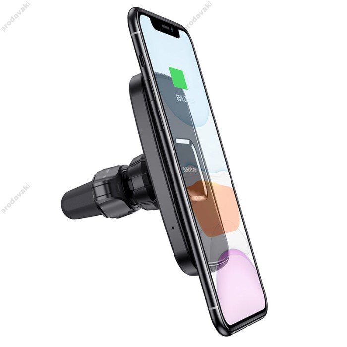 Автомобільний тримач із бездротовою зарядкою BOROFONE BH35 Magnetic wireless charging car holder 15W Black
