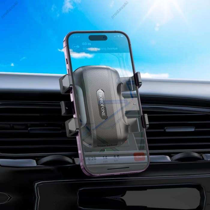 Автомобільний тримач BOROFONE BH98 Wind automatic clamping car holder (air outlet) Black