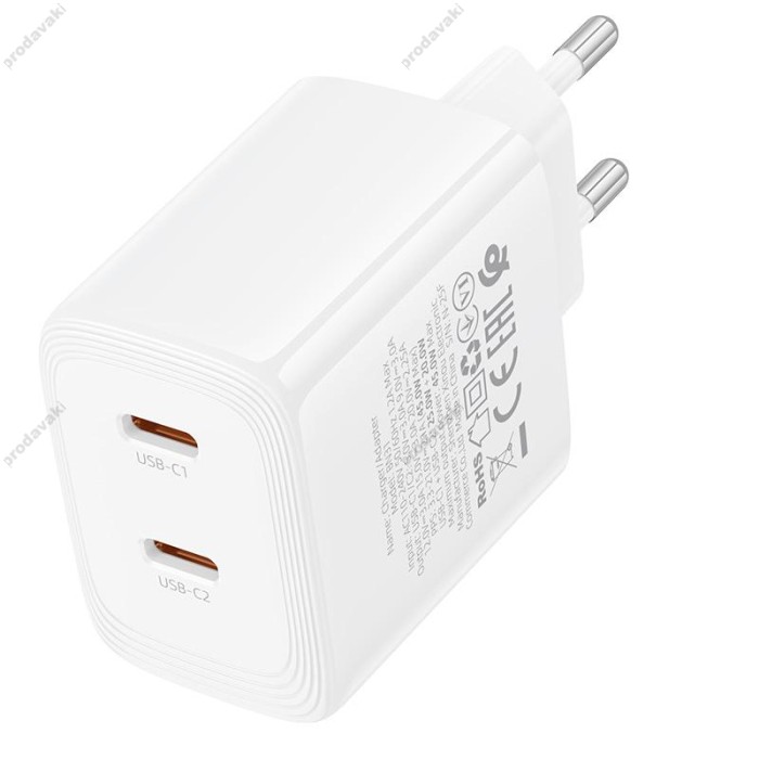 Мережевий зарядний пристрій Borofone BN31 Cargador dual port charger 45W White