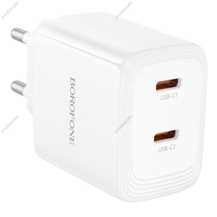 Мережевий зарядний пристрій Borofone BN31 Cargador dual port charger 45W White