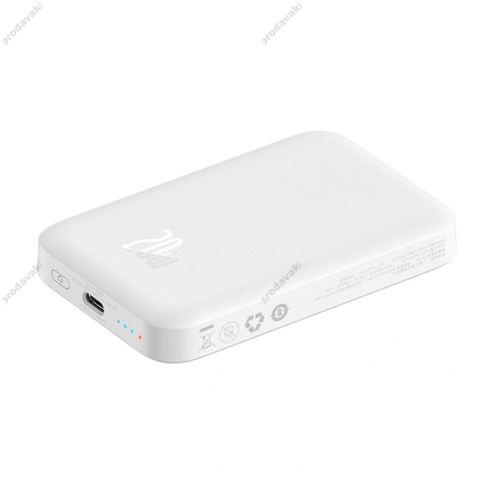 Повербанк портативний акумулятор Power bank Baseus Airpow Magnetic магнітний 20W 6000mAh White P10022807213-00