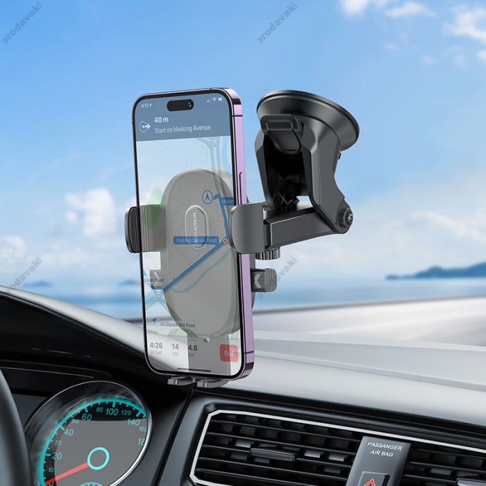 Автомобільний тримач BOROFONE BH93 Grand one-button car holder (center console) Black