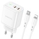 Мережевий зарядний пристрій Borofone BN9 Reacher dual port charger Lightning cable 35W White