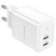 Мережевий зарядний пристрій Borofone BN9 Reacher dual port charger Type-C cable 35W White