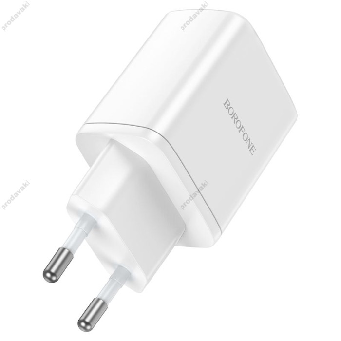 Мережевий зарядний пристрій Borofone BN9 Reacher dual port charger Type-C cable 35W White