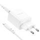 Мережевий зарядний пристрій Borofone BN9 Reacher dual port charger Lightning cable 35W White