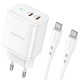 Мережевий зарядний пристрій Borofone BN9 Reacher dual port charger Type-C cable 35W White