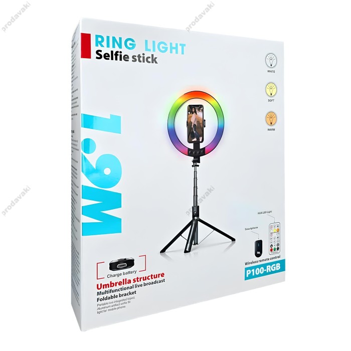 Монопод-трипод CH PRO Series P100 LED Lamp RGB AL 1.9m Black